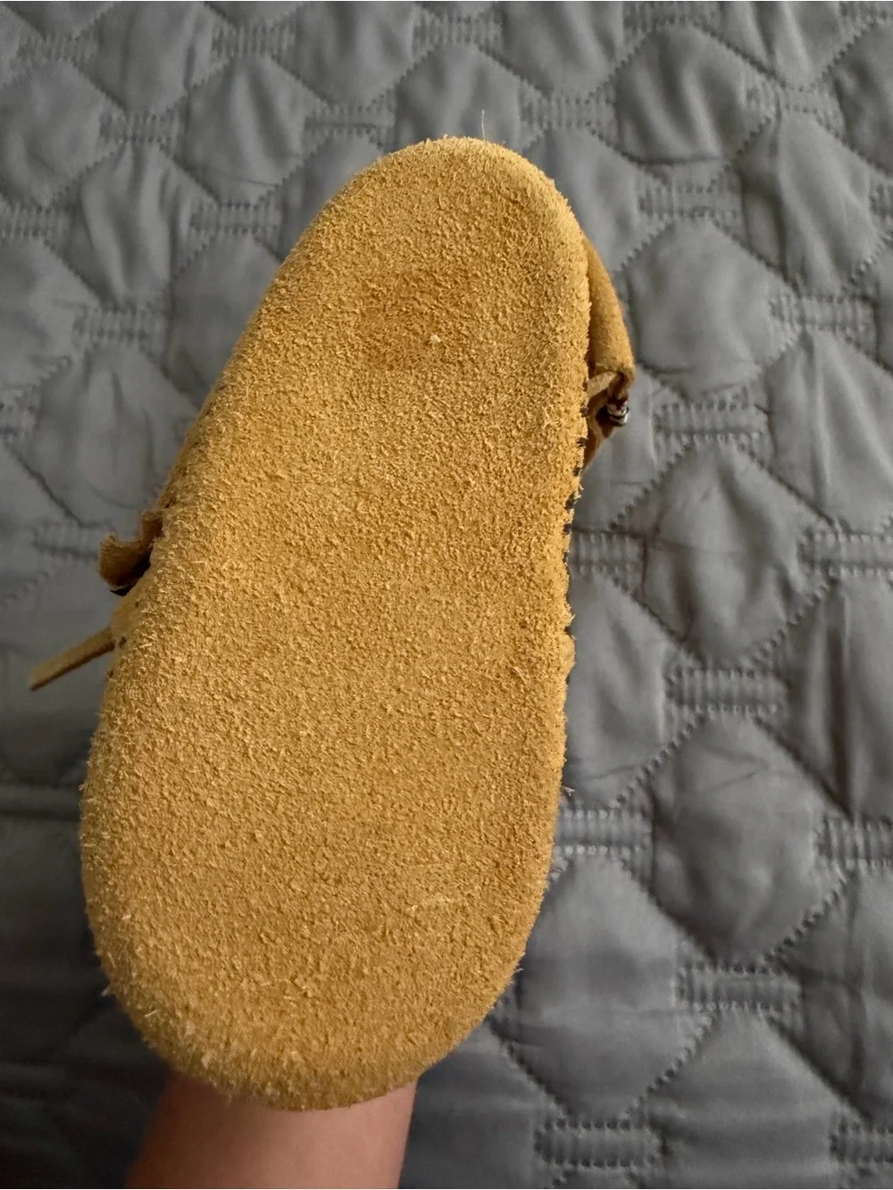Minnetonka Kids Suede Moccasins in Tan